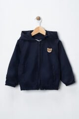 Seramis Erkek Çocuk Kapüşonlu Mevsimlik-Rüzgarlık Mont–Fermuarlı, Ayıcık Nakışlı Şık Tasarım 2-9 Yaş