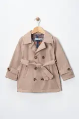 Seramis Erkek Çocuk Trençkot – Siyah-BEJ-HAKİ- Kuşaklı, Düğmeli, Astarlı Su Geçirmez Mont