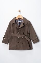 Seramis Erkek Çocuk Trençkot – Siyah-BEJ-HAKİ- Kuşaklı, Düğmeli, Astarlı Su Geçirmez Mont