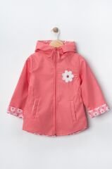 Seramis Kapüşonlu Çocuk Yağmurluk – Çiçek Desenli, Su Geçirmez, Fermuarlı, 2-9 Yaş Kız Çocuk Montu