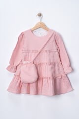 Seramis Kız Çocuk Müslin Elbise Çantalı  Pamuklu Bayramlık Elbise 2-9 Yaş YENİ SEZON Elbise